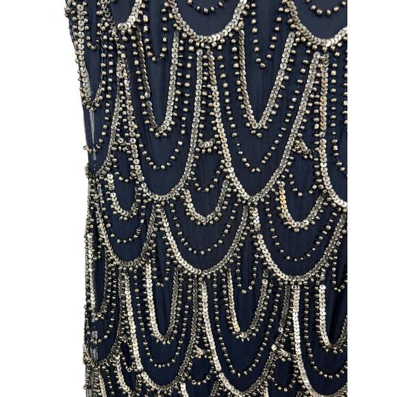 Pisarro Nights Black and Silver Beaded Midi Dress - Picture 4 of 12
